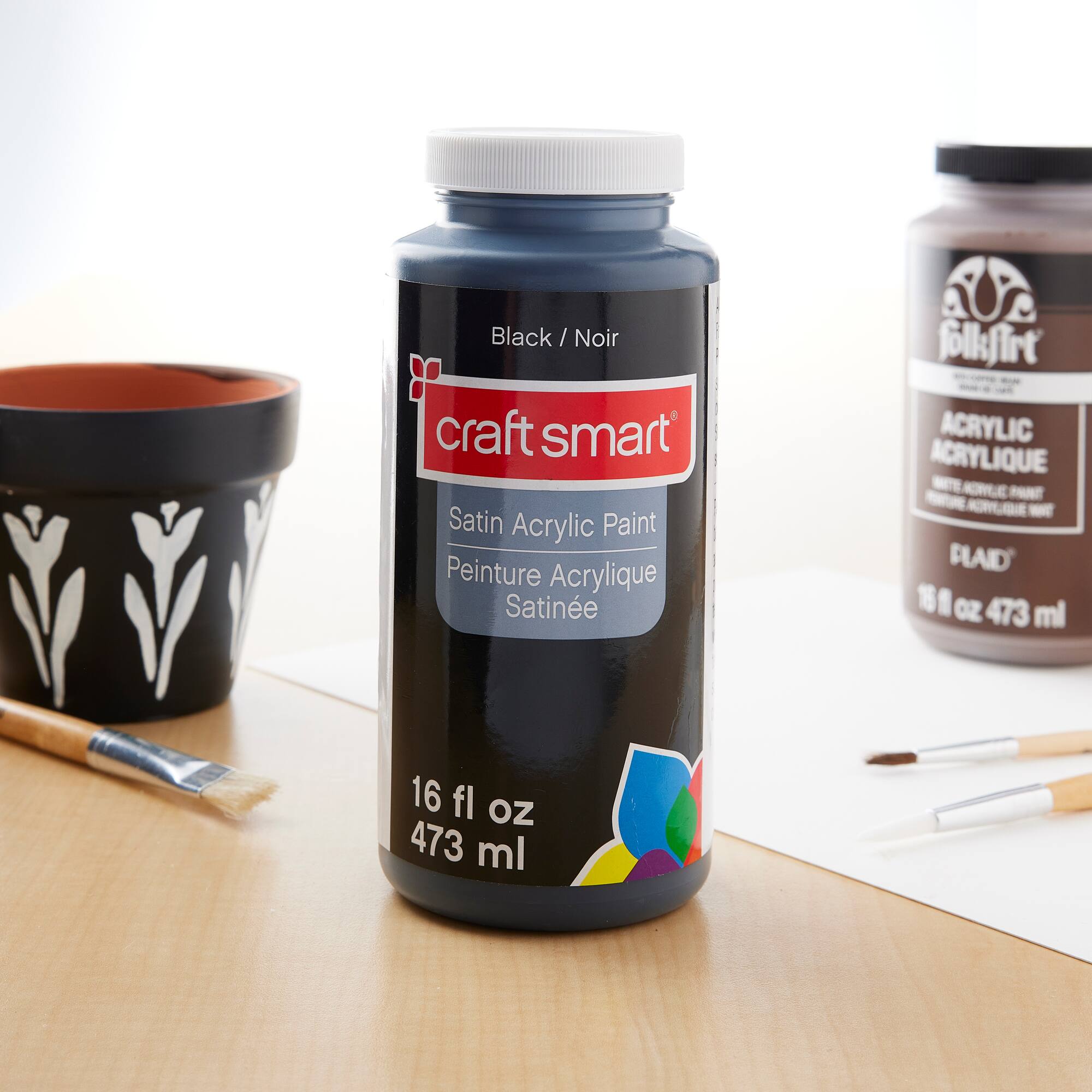 9 Pack: Black Satin Acrylic Paint by Craft Smart®, 16oz.